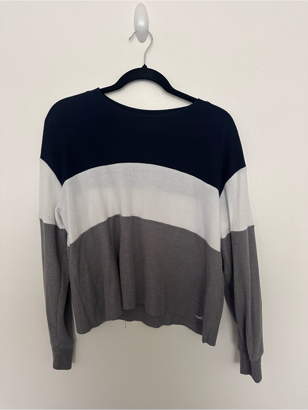 Women’s Colorblock Waffle Longsleeve in Navy, White & Gray